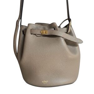 Mulberry Gray Pebbled Grain Leather Small Abbey Bucket Shoulder Bag